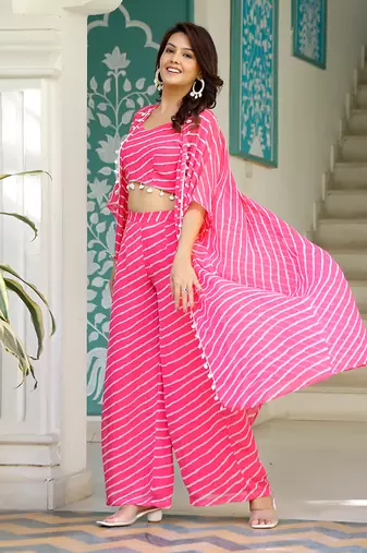 Pink leheriya co ord set