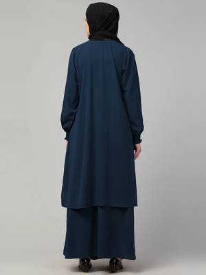 Two pieces knee length abaya with elasticated sleeves 2