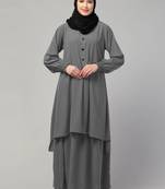 Two pieces knee length abaya with elasticated sleeves