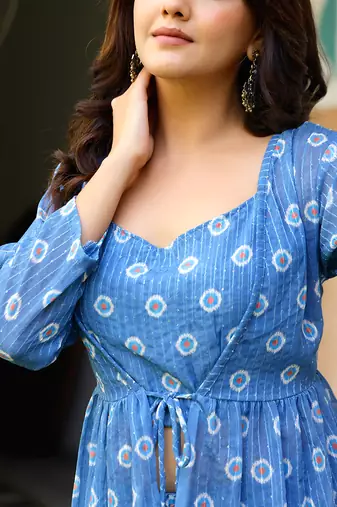 Blueberry  printed skirt set