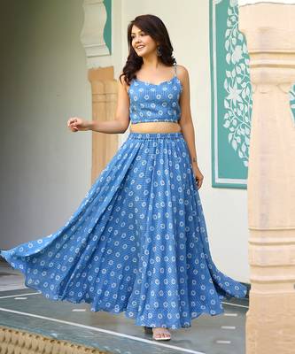 Blueberry  printed skirt set 3
