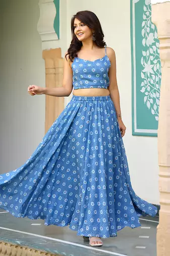 Blueberry  printed skirt set