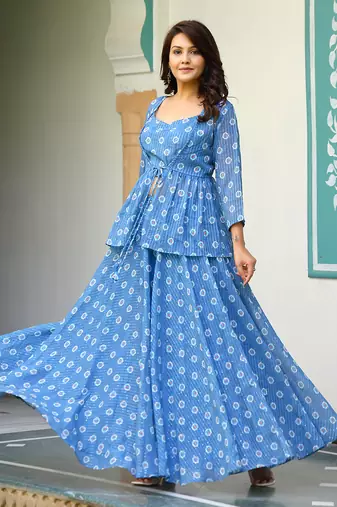 Blueberry  printed skirt set