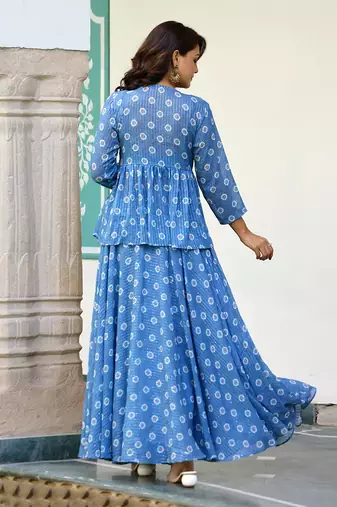 Blueberry  printed skirt set