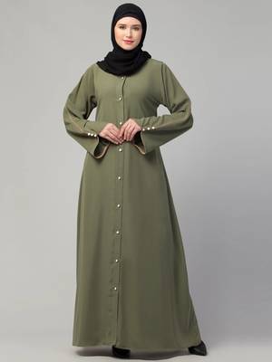 Front open abaya with piping work 1