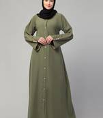 Front open abaya with piping work