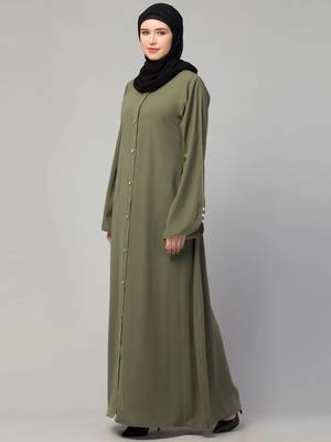 Front open abaya with piping work 3