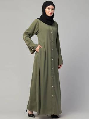 Front open abaya with piping work 4