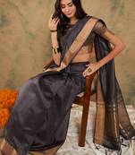 Navyblue Color Cotton Organza Zari Weaving Work Saree