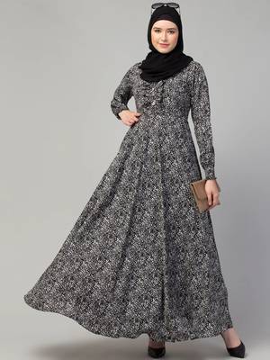 Animal printed abaya with cuff sleeves 1