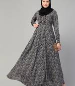 Animal printed abaya with cuff sleeves