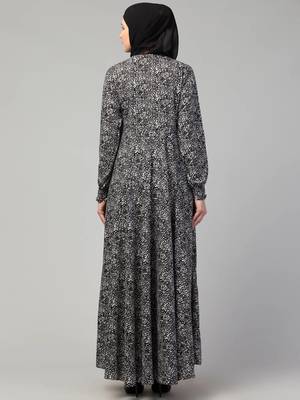 Animal printed abaya with cuff sleeves 2
