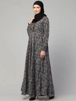 Animal printed abaya with cuff sleeves 3