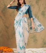 Blue Color Soft Organza Zari Weaving Work Saree 