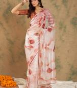 Rust Color Soft Organza Zari Weaving Work Saree