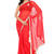Red hand_woven chiffon saree with blouse