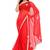 Red hand_woven chiffon saree with blouse