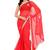 Red hand_woven chiffon saree with blouse