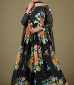 Black color zari embroidered georgette semi-stitched anarkali