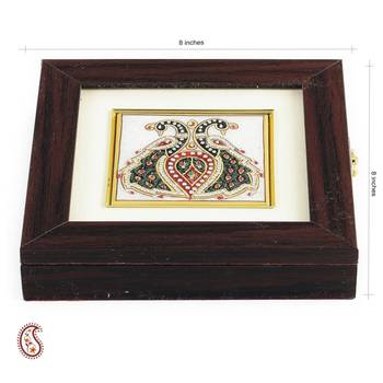 Twin Peacock Design Stone Inlay Work Square Gem Box 1
