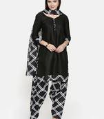 Rajnandini black cotton blend printed ready to wear salwar suit