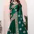 Bottle green coding zarkan embroidery crepe silk saree