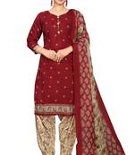 maroon cotton blend printed ready to wear salwar suit