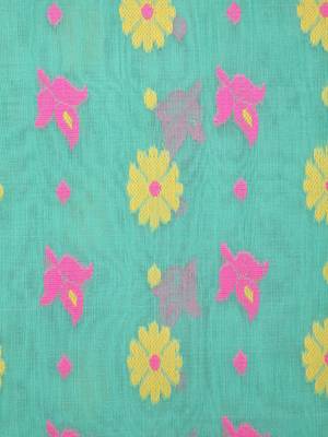 Green Hand Woven Pure Cotton Saree Without Blouse 4