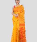 Yellow Hand Woven Pure Cotton Saree Without Blouse