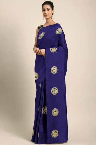 Serona fabrics women's sana silk zari embroidery work saree