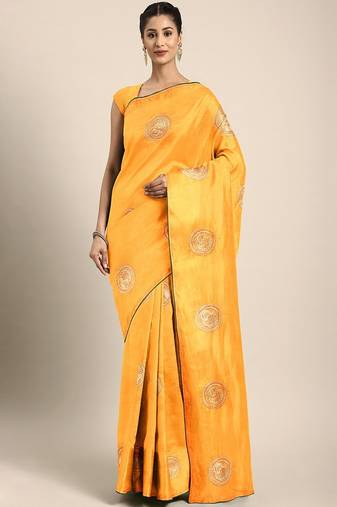 Serona fabrics women's sana silk zari embroidery work saree