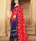 Serona fabrics women's georgette embroidery work foil printed  saree