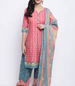 peach cotton blend printed ready to wear salwar suit