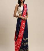 Serona fabrics women's georgette thread embroidery work foil printed wear saree