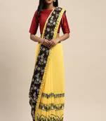 Serona fabrics women's georgette thread embroidery work foil printed wear saree