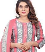 peach & white cotton blend printed ready to wear salwar suit