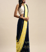 Serona fabrics women's georgette thread embroidery work foil printed wear saree