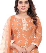 Light Orange Cotton Floral Printed Salwar Suit For Work and Events