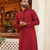 Maroon sequence work viscose rayon embroidered wedding wear kurta for men