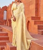 Cream Subhi silk Bland Zari weaving Pallu Border saree with Blouse