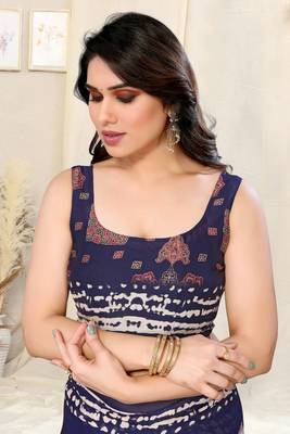 Blue Chiffon Shibori Print/Ethnic Motifs Tassels Saree With Unstitched Blouse Piece 5