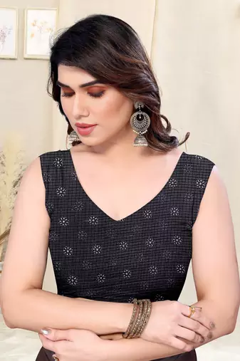 Grey Kota Doria Leaf Print Copper Zari Border Saree With Unstitched Blouse Piece