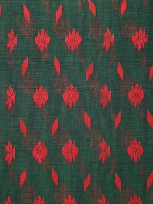 Green Hand Woven Pure Cotton Saree Without Blouse 4