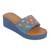 Kiana women's blue embellished rexine platform heel wedge heels with pvc sole - stylish and comfortable