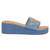 Kiana women's blue embellished rexine platform heel wedge heels with pvc sole - stylish and comfortable