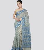 Pinkloom Women'S Beige Pure Cotton Jamdani-Sarees Without Blouse