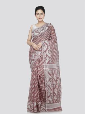 Pinkloom women's multicolor pure cotton jamdani-sarees without blouse 1