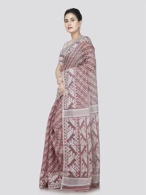 Pinkloom women's multicolor pure cotton jamdani-sarees without blouse 2