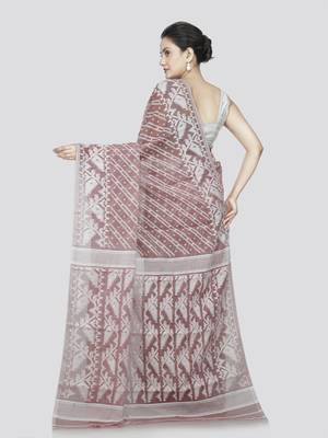 Pinkloom women's multicolor pure cotton jamdani-sarees without blouse 3