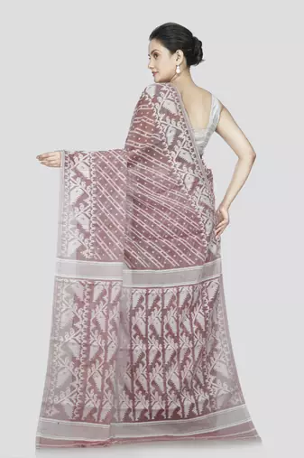 Pinkloom women's multicolor pure cotton jamdani-sarees without blouse